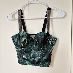 🎉4/30$🎉 Victoria’s Secret Palm Print Corset Top – 32D ✨